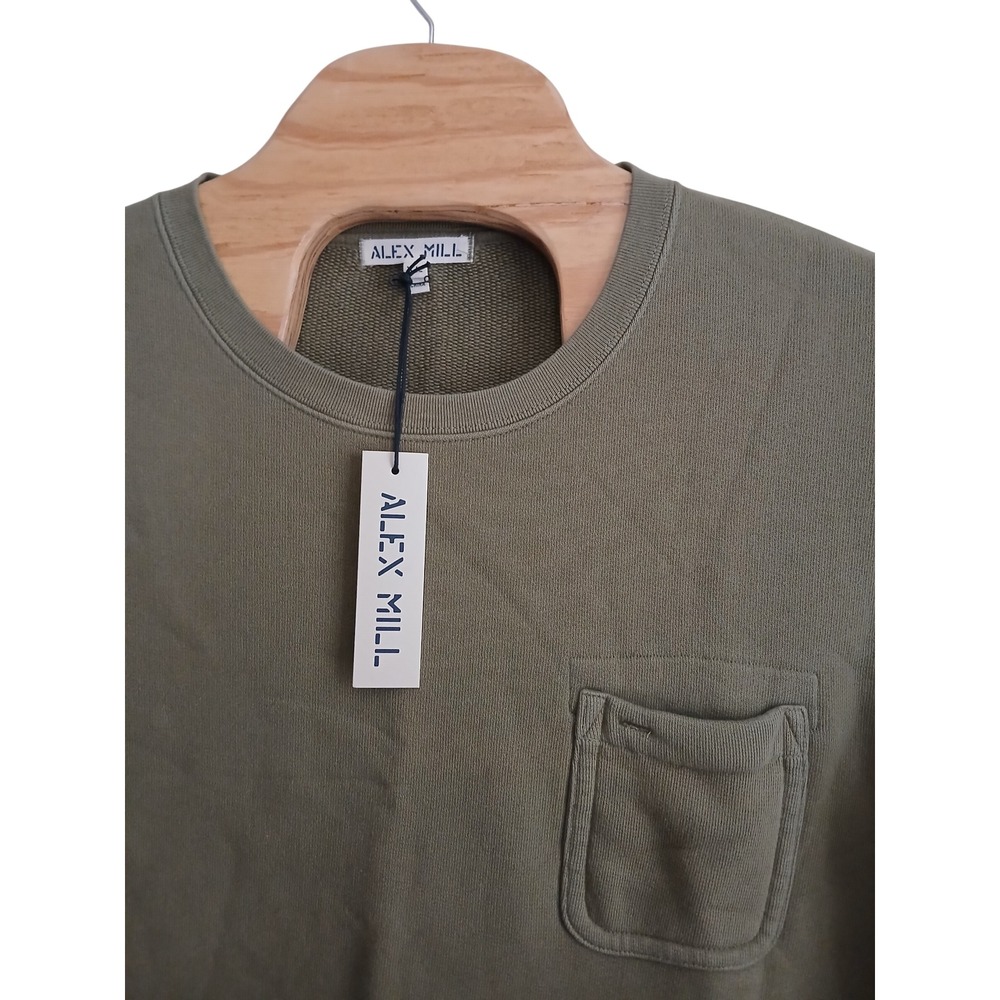 Alex Mill Sage Green French Terry Crewneck Sweater Pullover Pocket Crop NWT/XL
